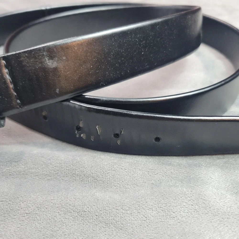 Tommy‎ Hilfiger Mens Black Synthetic Leather Dress Belt Silver Buckle Size 54-56